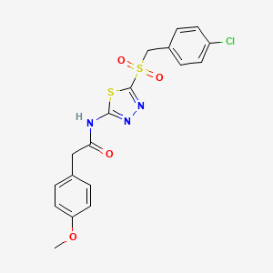 molecular formula C18H16ClN3O4S2 B12215727 N-{5-[(4-chlorobenzyl)sulfonyl]-1,3,4-thiadiazol-2-yl}-2-(4-methoxyphenyl)acetamide 