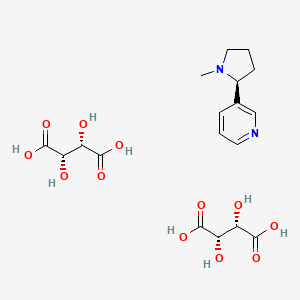 molecular formula C10H14N2. 2C4H6O6<br>C18H26N2O12 B1221574 (2S,3S)-2,3-dihydroxybutanedioic acid;3-[(2S)-1-methylpyrrolidin-2-yl]pyridine CAS No. 1421-32-5