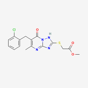 molecular formula C16H15ClN4O3S B12215743 Methyl {[6-(2-chlorobenzyl)-7-hydroxy-5-methyl[1,2,4]triazolo[1,5-a]pyrimidin-2-yl]sulfanyl}acetate 