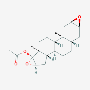 molecular formula C21H30O4 B122158 [(1S,2S,4R,6S,8S,11R,12S,14R,16R,17S)-2,17-Dimethyl-5,15-dioxahexacyclo[9.8.0.02,8.04,6.012,17.014,16]nonadecan-16-yl] acetate CAS No. 50588-22-2