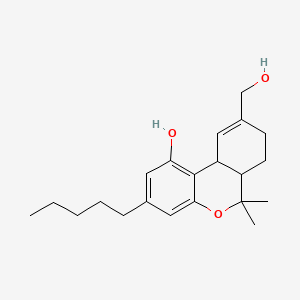 molecular formula C21H30O3 B1221584 (+/-)-11-Hydroxy-Delta9-THC solution, 1.0 mg/mL in methanol, ampule of 1 mL, certified reference material CAS No. 26108-40-7