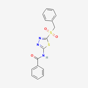 molecular formula C16H13N3O3S2 B12215975 N-(5-(benzylsulfonyl)-1,3,4-thiadiazol-2-yl)benzamide 
