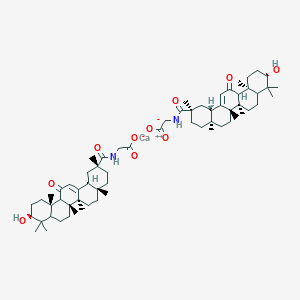 molecular formula C64H96CaN2O10 B1221618 calcium 2-[[(2R,4aS,6aS,6bR,10S,12aS,14bS)-2,4a,6a,6b,9,9,12a-heptamethyl-10-oxidanyl-13-oxidanylidene-3,4,5,6,6a,7,8,8a,10,11,12,14b-dodecahydro-1H-picen-2-yl]carbonylamino]ethanoate CAS No. 82824-02-0