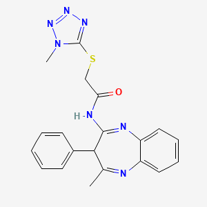 molecular formula C20H19N7OS B12216208 N-(4-methyl-3-phenyl-3H-1,5-benzodiazepin-2-yl)-2-[(1-methyl-1H-tetrazol-5-yl)sulfanyl]acetamide 