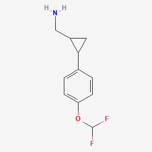 molecular formula C11H13F2NO B12216213 Cyclopropanemethanamine, 2-[4-(difluoromethoxy)phenyl]- CAS No. 1278662-51-3