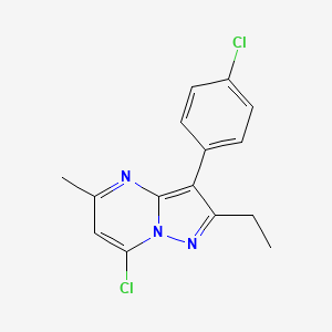 molecular formula C15H13Cl2N3 B12216272 7-Chloro-3-(4-chlorophenyl)-2-ethyl-5-methylpyrazolo[1,5-a]pyrimidine 