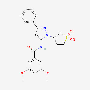 molecular formula C22H23N3O5S B12216280 N-(1-(1,1-dioxidotetrahydrothiophen-3-yl)-3-phenyl-1H-pyrazol-5-yl)-3,5-dimethoxybenzamide 