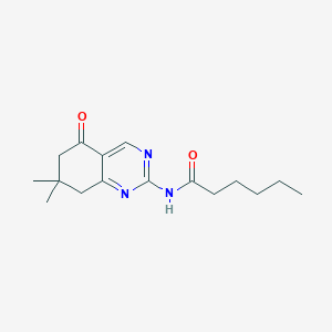 molecular formula C16H23N3O2 B12216325 N-(7,7-dimethyl-5-oxo-5,6,7,8-tetrahydroquinazolin-2-yl)hexanamide 