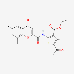 molecular formula C22H21NO6S B12216348 ethyl 5-acetyl-2-{[(6,8-dimethyl-4-oxo-4H-chromen-2-yl)carbonyl]amino}-4-methylthiophene-3-carboxylate 
