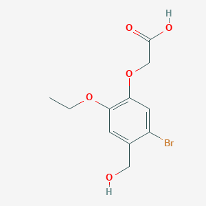 molecular formula C11H13BrO5 B1221651 2-[5-Bromo-2-ethoxy-4-(hydroxymethyl)phenoxy]acetic acid 
