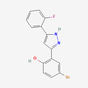 molecular formula C15H10BrFN2O B1221655 4-Bromo-6-[5-(2-fluorophenyl)-1,2-dihydropyrazol-3-ylidene]-1-cyclohexa-2,4-dienone 
