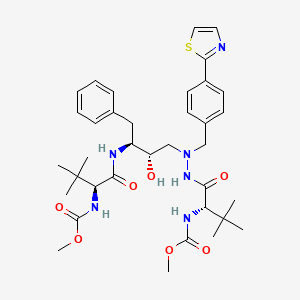 molecular formula C36H50N6O7S B1221658 methyl N-[(2S)-1-[2-[(2S,3S)-2-hydroxy-3-[[(2S)-2-(methoxycarbonylamino)-3,3-dimethylbutanoyl]amino]-4-phenylbutyl]-2-[[4-(1,3-thiazol-2-yl)phenyl]methyl]hydrazinyl]-3,3-dimethyl-1-oxobutan-2-yl]carbamate CAS No. 198904-01-7