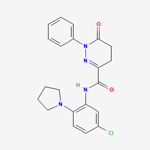 molecular formula C21H21ClN4O2 B12216594 N-[5-chloro-2-(pyrrolidin-1-yl)phenyl]-6-oxo-1-phenyl-1,4,5,6-tetrahydropyridazine-3-carboxamide 