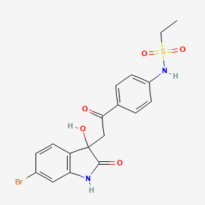 molecular formula C18H17BrN2O5S B12216654 N-{4-[2-(6-bromo-3-hydroxy-2-oxo-2,3-dihydro-1H-indol-3-yl)acetyl]phenyl}ethane-1-sulfonamide 