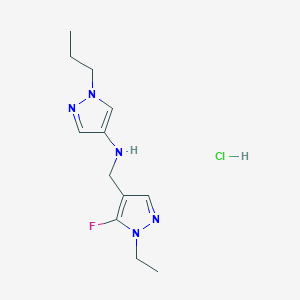 molecular formula C12H19ClFN5 B12216780 N-[(1-ethyl-5-fluoropyrazol-4-yl)methyl]-1-propylpyrazol-4-amine;hydrochloride 