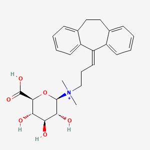 molecular formula C26H32NO6+ B1221682 [(2R,3R,4S,5S,6S)-6-carboxy-3,4,5-trihydroxyoxan-2-yl]-dimethyl-[3-(2-tricyclo[9.4.0.03,8]pentadeca-1(15),3,5,7,11,13-hexaenylidene)propyl]azanium 