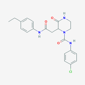 molecular formula C21H23ClN4O3 B12216863 N-(4-chlorophenyl)-2-(2-((4-ethylphenyl)amino)-2-oxoethyl)-3-oxopiperazine-1-carboxamide 