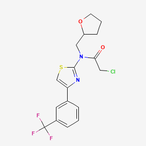 molecular formula C17H16ClF3N2O2S B12216870 Acetamide, 2-chloro-N-[(tetrahydro-2-furanyl)methyl]-N-[4-[3-(trifluoromethyl)phenyl]-2-thiazolyl]- CAS No. 1374509-30-4