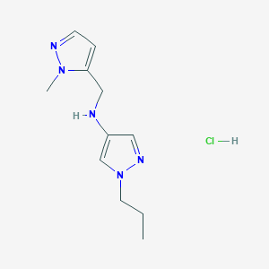 molecular formula C11H18ClN5 B12216917 N-[(2-methylpyrazol-3-yl)methyl]-1-propylpyrazol-4-amine;hydrochloride 