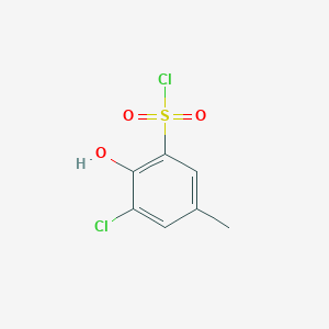 molecular formula C7H6Cl2O3S B12216970 3-Chloro-2-hydroxy-5-methylbenzene-1-sulfonyl chloride 