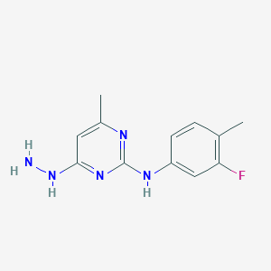 molecular formula C12H14FN5 B12216978 N-(3-fluoro-4-methylphenyl)-4-hydrazinyl-6-methylpyrimidin-2-amine 