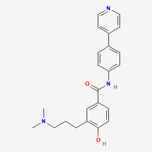 molecular formula C23H25N3O2 B1221708 3-[3-(dimethylamino)propyl]-4-hydroxy-n-[4-(4-pyridinyl)phenyl]benzamidedihydrochloride 