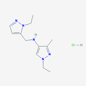 molecular formula C12H20ClN5 B12217105 1-ethyl-N-[(2-ethylpyrazol-3-yl)methyl]-3-methylpyrazol-4-amine;hydrochloride 