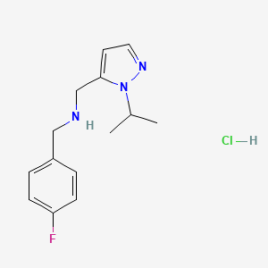 molecular formula C14H19ClFN3 B12217153 1-(4-fluorophenyl)-N-[(1-isopropyl-1H-pyrazol-5-yl)methyl]methanamine 