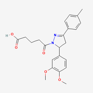 molecular formula C23H26N2O5 B12217158 5-[5-(3,4-Dimethoxy-phenyl)-3-p-tolyl-4,5-dihydro-pyrazol-1-yl]-5-oxo-pentanoic 