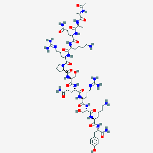 molecular formula C62H105N23O18 B122174 Myelin peptide amide-12 CAS No. 141311-86-6
