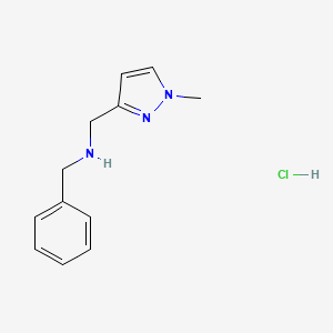 molecular formula C12H16ClN3 B12217411 N-[(1-methylpyrazol-3-yl)methyl]-1-phenylmethanamine;hydrochloride 