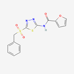 molecular formula C14H11N3O4S2 B12217413 N-(5-(benzylsulfonyl)-1,3,4-thiadiazol-2-yl)furan-2-carboxamide 