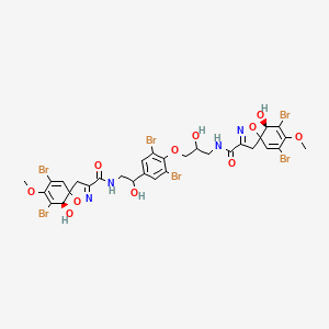 molecular formula C31H30Br6N4O11 B1221743 (6R)-7,9-Dibromo-N-[3-[2,6-dibromo-4-[2-[[(6R)-7,9-dibromo-6-hydroxy-8-methoxy-1-oxa-2-azaspiro[4.5]deca-2,7,9-triene-3-carbonyl]amino]-1-hydroxyethyl]phenoxy]-2-hydroxypropyl]-6-hydroxy-8-methoxy-1-oxa-2-azaspiro[4.5]deca-2,7,9-triene-3-carboxamide CAS No. 73622-22-7