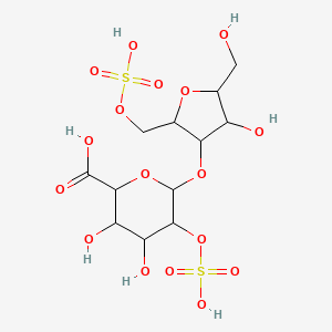 molecular formula C12H20O17S2 B1221745 O-(a-L-Idopyranosyluronic Acid 2-Sulfate-(1-4)-2,5-anhydro-Mannitol-6-sulfate CAS No. 98632-68-9