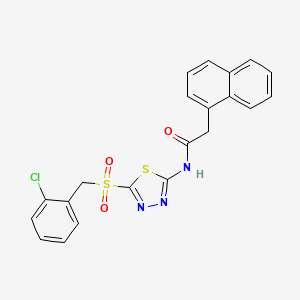 molecular formula C21H16ClN3O3S2 B12217465 N-(5-((2-chlorobenzyl)sulfonyl)-1,3,4-thiadiazol-2-yl)-2-(naphthalen-1-yl)acetamide 