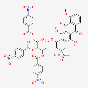 molecular formula C48H37N3O21 B1221747 [6-[(3-acetyl-3,5,12-trihydroxy-10-methoxy-6,11-dioxo-2,4-dihydro-1H-tetracen-1-yl)oxy]-3,4-bis[(4-nitrobenzoyl)oxy]oxan-2-yl]methyl 4-nitrobenzoate CAS No. 98103-10-7