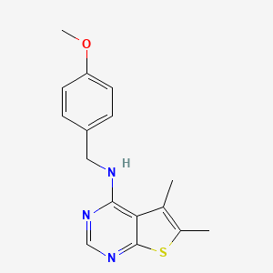 molecular formula C16H17N3OS B12217484 N-[(4-methoxyphenyl)methyl]-5,6-dimethylthieno[2,3-d]pyrimidin-4-amine 