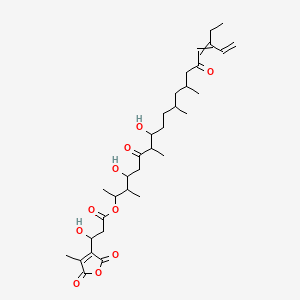 molecular formula C33H50O10 B1221752 (17-Ethyl-4,8-dihydroxy-3,7,11,13-tetramethyl-6,15-dioxononadeca-16,18-dien-2-yl) 3-hydroxy-3-(4-methyl-2,5-dioxofuran-3-yl)propanoate 