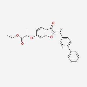 molecular formula C26H22O5 B12217521 ethyl 2-{[(2Z)-2-(biphenyl-4-ylmethylidene)-3-oxo-2,3-dihydro-1-benzofuran-6-yl]oxy}propanoate 