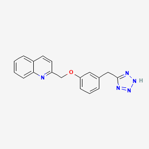 molecular formula C18H15N5O B1221754 2-((3-(1H-Tetrazol-5-ylmethyl)phenoxyl)methyl)quinoline CAS No. 123724-12-9