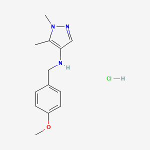 molecular formula C13H18ClN3O B12217586 N-[(4-methoxyphenyl)methyl]-1,5-dimethylpyrazol-4-amine;hydrochloride 