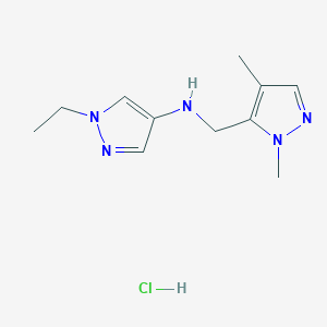 molecular formula C11H18ClN5 B12217655 N-[(2,4-dimethylpyrazol-3-yl)methyl]-1-ethylpyrazol-4-amine;hydrochloride 
