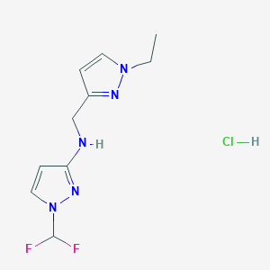 molecular formula C10H14ClF2N5 B12217766 1-(difluoromethyl)-N-[(1-ethylpyrazol-3-yl)methyl]pyrazol-3-amine;hydrochloride 