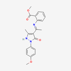 molecular formula C21H21N3O4 B12217826 methyl 2-({(1Z)-1-[1-(4-methoxyphenyl)-3-methyl-5-oxo-1,5-dihydro-4H-pyrazol-4-ylidene]ethyl}amino)benzoate 