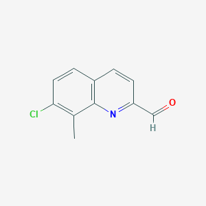 molecular formula C11H8ClNO B12217845 7-Chloro-8-methylquinoline-2-carbaldehyde 