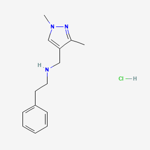 molecular formula C14H20ClN3 B12218431 N-[(1,3-dimethylpyrazol-4-yl)methyl]-2-phenylethanamine;hydrochloride 