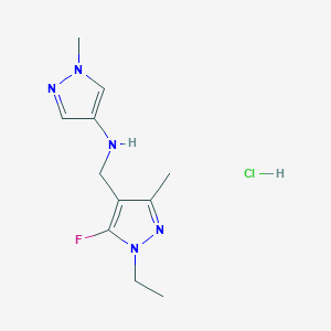 molecular formula C11H17ClFN5 B12218525 N-[(1-ethyl-5-fluoro-3-methylpyrazol-4-yl)methyl]-1-methylpyrazol-4-amine;hydrochloride 