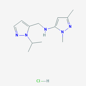 molecular formula C12H20ClN5 B12218569 N-[(1-isopropyl-1H-pyrazol-5-yl)methyl]-1,3-dimethyl-1H-pyrazol-5-amine 
