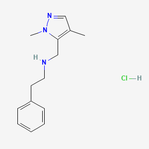 molecular formula C14H20ClN3 B12218730 N-[(2,4-dimethylpyrazol-3-yl)methyl]-2-phenylethanamine;hydrochloride 