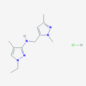 molecular formula C12H20ClN5 B12218774 N-[(2,5-dimethylpyrazol-3-yl)methyl]-1-ethyl-4-methylpyrazol-3-amine;hydrochloride 